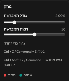 אפשרויות מחיקה: גודל המברשת והרכות שלה.
