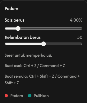 Pilihan pemadam: saiz dan kelembutan berus.