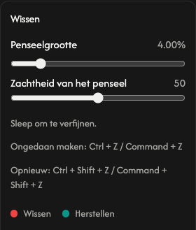 Wisopties: penseelgrootte en penseelzachtheid.