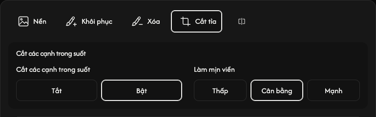Tùy chọn cắt lề: lề trong suốt và làm mịn viền.