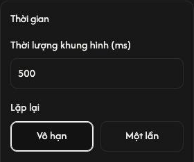 Cài đặt Thời gian của Tạo GIF, thời gian khung hình 500 ms và đã chọn Vô hạn.